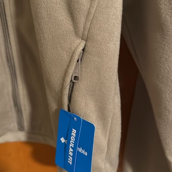 Columbia Jacket Mens Small Tan Zip Pockets Fleece - Picture 2 of 4